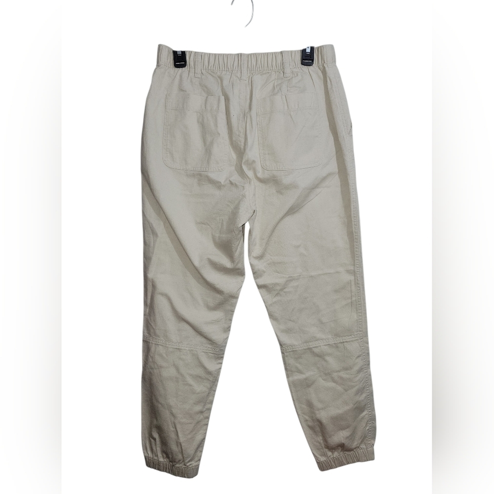 NWOT GAP Girlfriend Jogger Pants Size 10 Khaki Beige 100% Cotton Elastic Waist - Picture 2 of 4